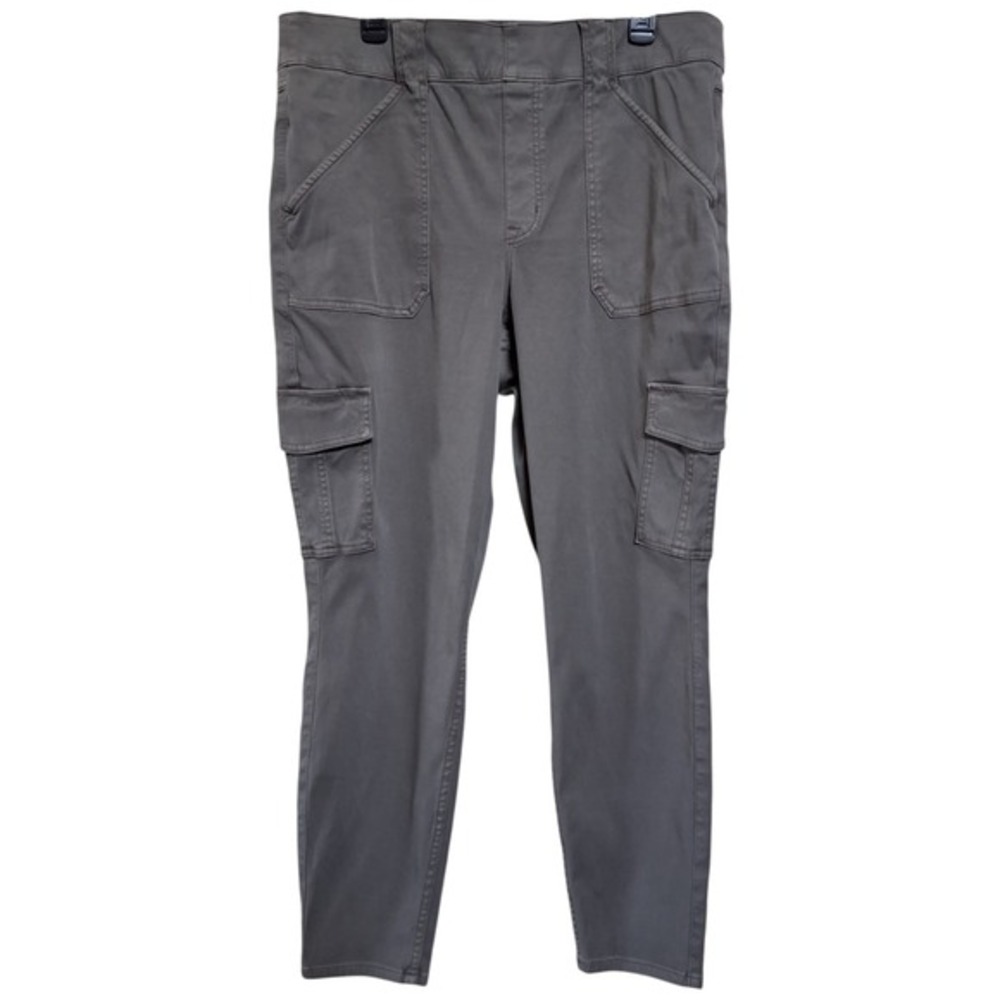 Spanx Twill Cargo Skinny Pants Pull On Tummy Control Ankle ‎ 2X (37x29") Gray